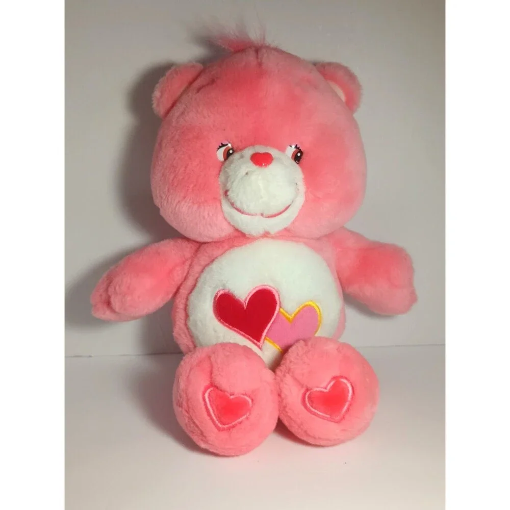 2003 Love-a-Lot Bear Care Bears Pink Hearts Plush Toy 13” Inch Vintage